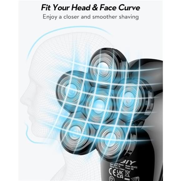 Head Shaver for Men,5in1 Head Shavers for Bald Men,Cordless LED Bald Head Shaver - Picture 2 of 6